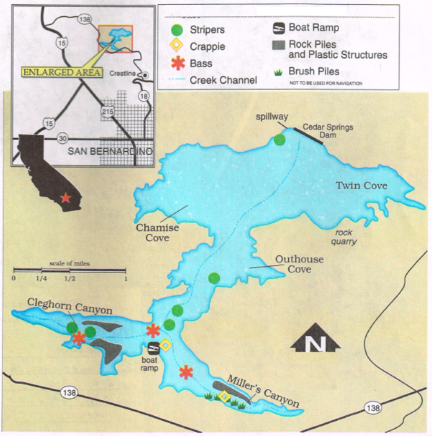 April 2020 Silverwood Lake Fishing Report and Map, also