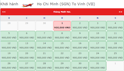 Giá vé máy bay Sài Gòn đi Đà Nẵng hãng Vietjet Air