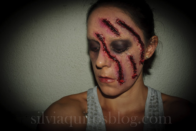 Maquillaje Halloween 11: Arañazo en la cara, Halloween Make-up 11: Scratched face , efectos especiales, special effects, Silvia Quirós