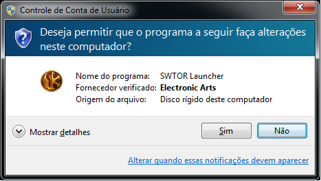 Deseja permitir que o programa a seguir faça alterações neste computador?