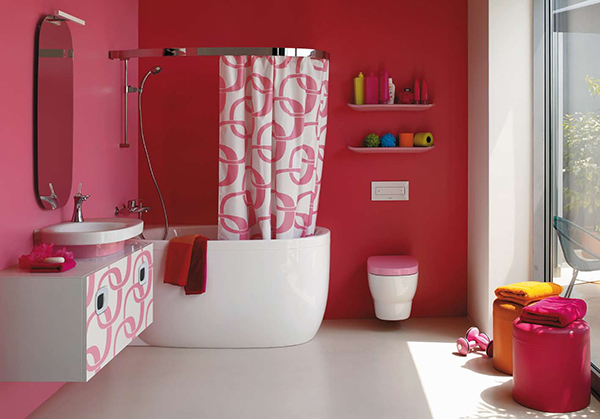 BATHROOM WITH PINK COLOR