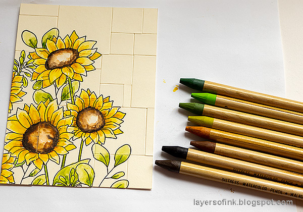 Layers of ink - Blocked Background for Stamping Tutorial by Anna-Karin Evaldsson. Color with Distress Pencils.