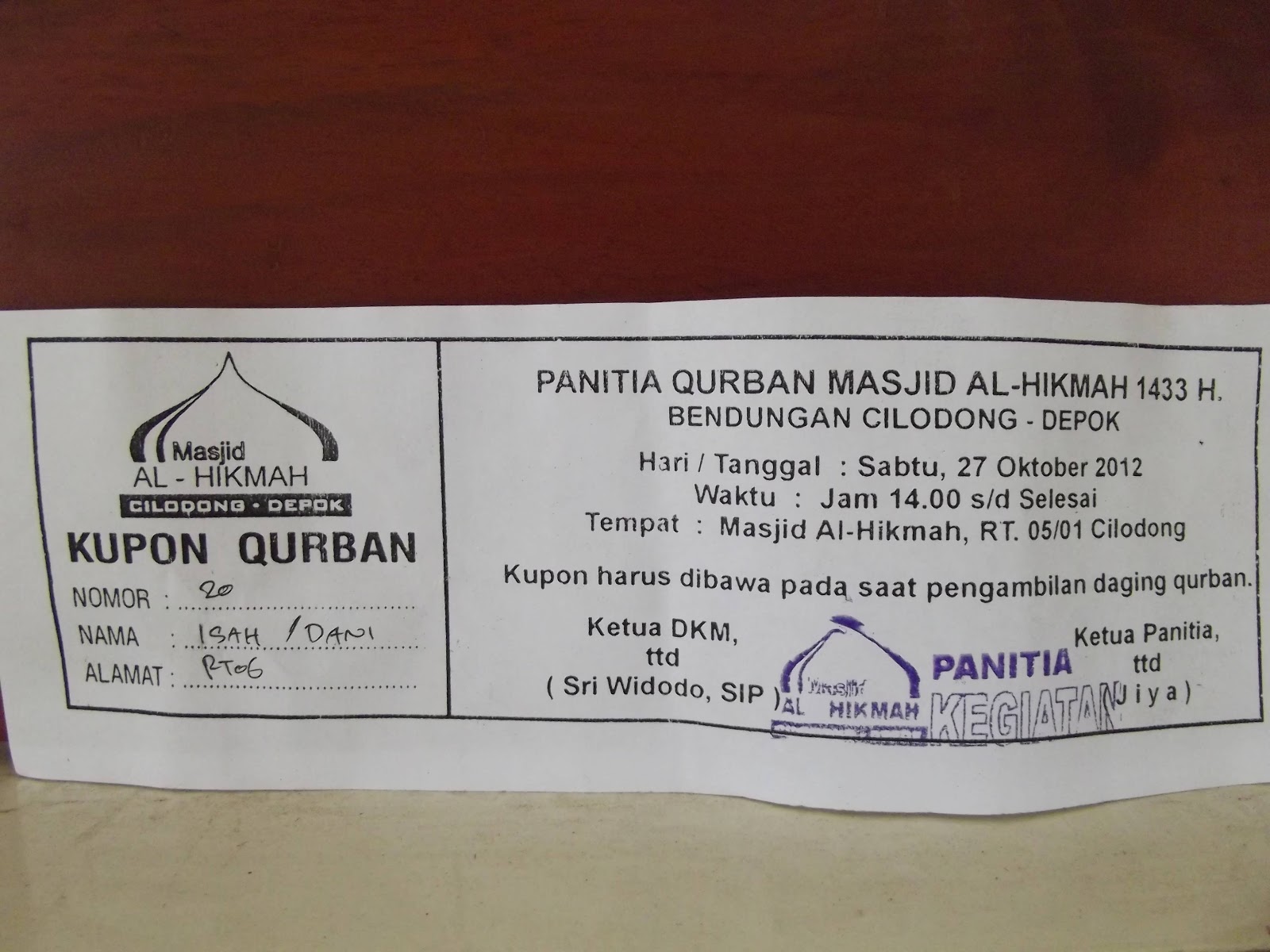 AL HIKMAH Masjid kita bersama: Qurban 1433H/ 2012