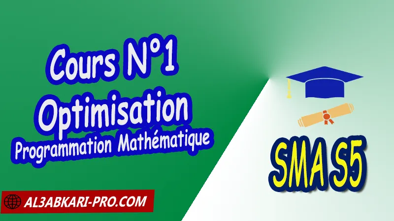 Cours 1 Optimisation: Programmation Mathématique, SMA S5 PDF Optimisation Programmation Mathématique Mathématiques SMA S5 semestre 5 ensemble convexe Opération convexe fermé fonction convexe Optimisation différentiable sans contraintes avec contraintes Conditions d’optimalité  Méthodes d’optimisation méthodes de descente Méthode du gradient Hypothèse de qualification Karush-Kuhn-Tucker problème avec contrainte extrêmes d’un polyèdre méthode du simplexe sécants de Kelley dualité comprise Sciences Mathématiques et Applications Semestre 5 SMIA S5 Cours de Optimisation ( Programmation Mathématique ) Résumé cours de Optimisation ( Programmation Mathématique ) Exercices corrigés de Optimisation ( Programmation Mathématique ) Série d'exercices corrigés de Optimisation ( Programmation Mathématique ) Contrôle corrigé de Optimisation ( Programmation Mathématique ) Examens corrigés de Optimisation ( Programmation Mathématique ) Travaux dirigés td de Optimisation ( Programmation Mathématique ) Modules de Semestre 5 Sciences Mathématiques et Applications Faculté Science Université Faculté des Sciences Facultés des sciences et Techniques