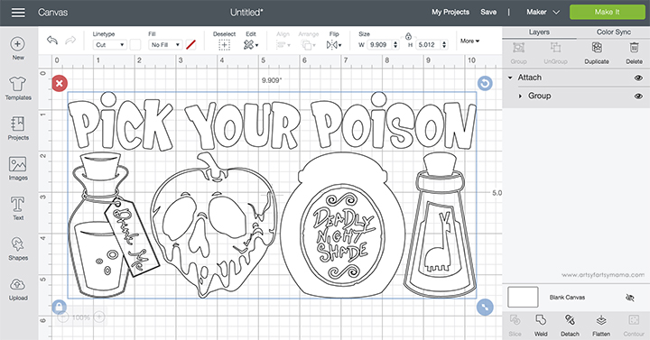 Pick Your Poison Cricut Design Space