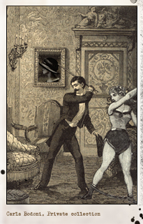 Carla Bodoni en Une semaine de Bonté de Max Ernst. Imagen propiedad de Daniel Filipacchi. Pulse para ver la imagen completa