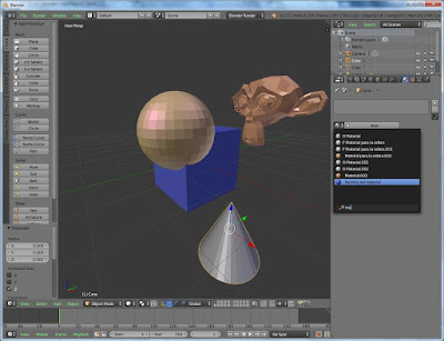 Seleccionar materiales en Blender