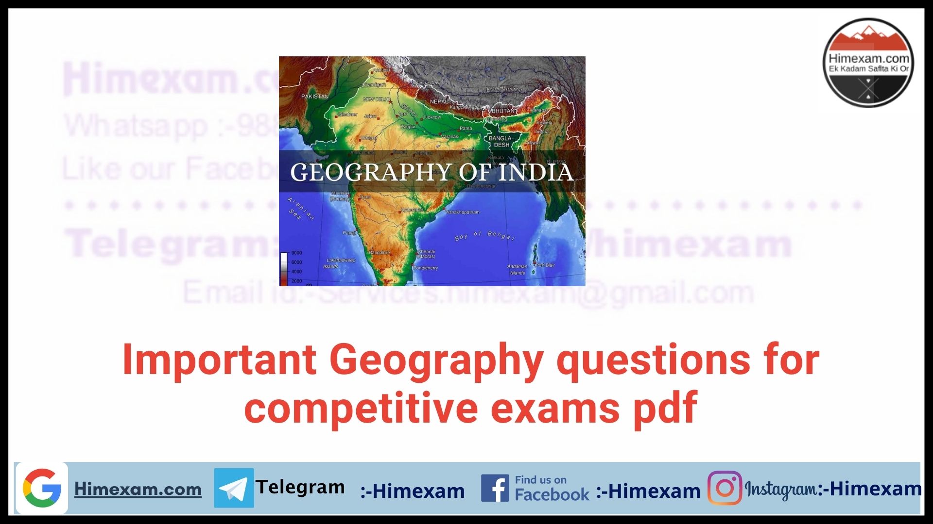 Important Geography questions for competitive exams pdf