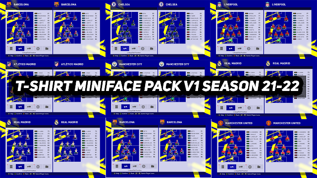 PES2017 | T-SHIRTS MINIFACE PACK V1 FOR SEASON 2021-2022.