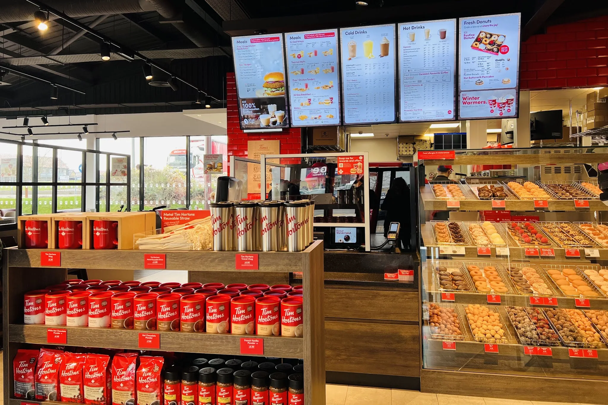 A wide range of hot and cold food and drink at the new Tim Hortons at Lakeside Essex