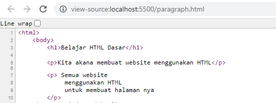 source code paragraph di html
