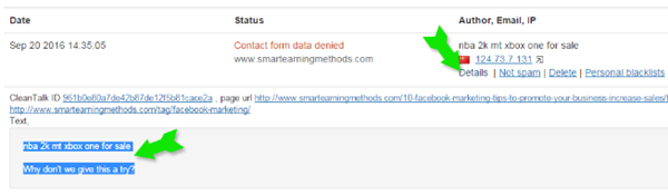 block spam contact emails in wordpress