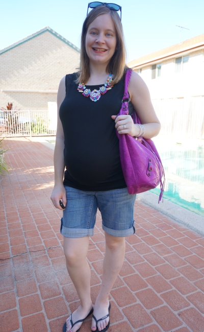 Jeanswest Maternity Tanks and Denim Shorts in Third Trimester With ...