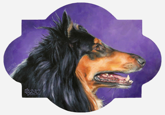 rough collie dog animal pet portrait acrylic painting art