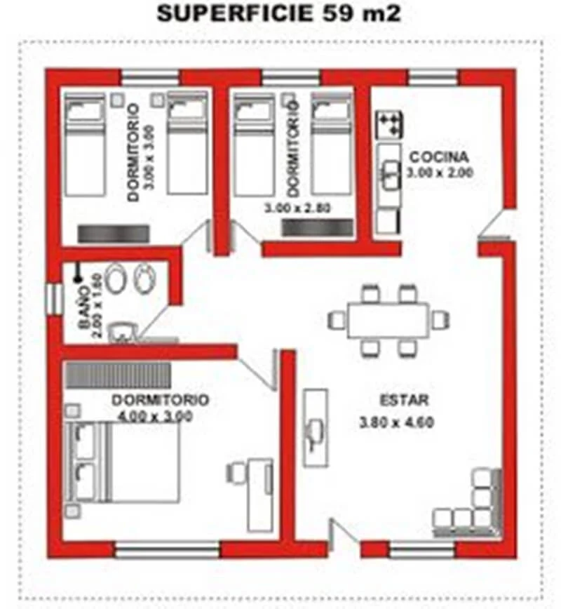 Plantas de Casas com 3 Quartos - Projeto de Construção