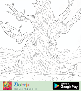 Free old tree rainforest-tree jungle-tree coloring pages