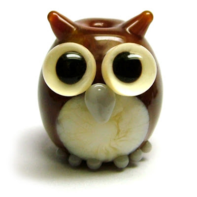 Lampwork glass owl bead