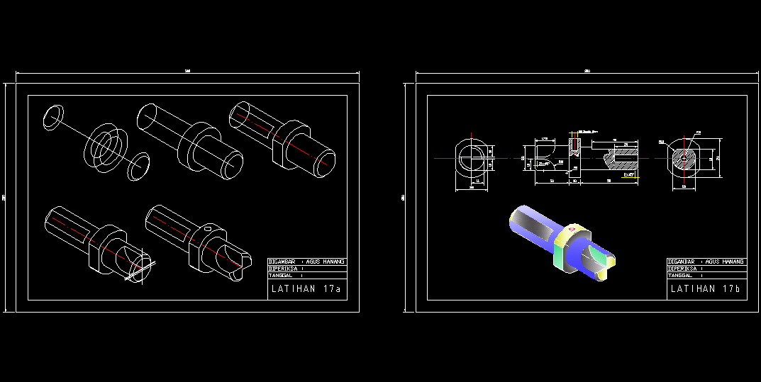 Latihan Gambar AutoCAD  2D dan 3D pada AutoCAD  PEMULA 