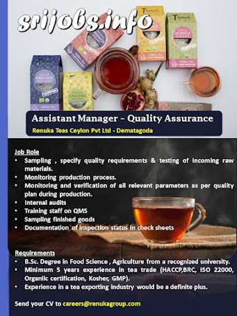 Quality Assurance Assistant Manager vacancy at Renuka Teas