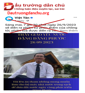 Bản án cho “ Thầy giáo yêu nước của Việt Tân” Đặng Đăng Phước