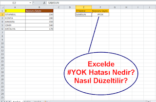 Excelde #YOK Hatası Nedir?Nasıl Düzeltilir?