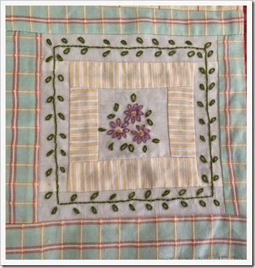 purple flower stitchery