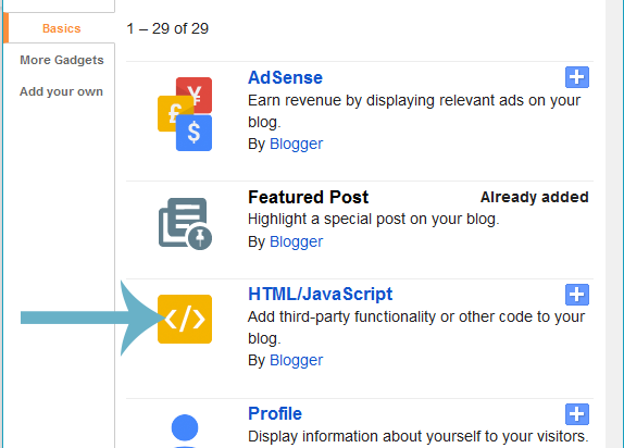html javascript widget blogger