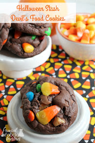 These chocolaty 4 ingredient Halloween Stash Devil's Food Cookies are the perfectly delicious way to use up that leftover trick or treat candy.