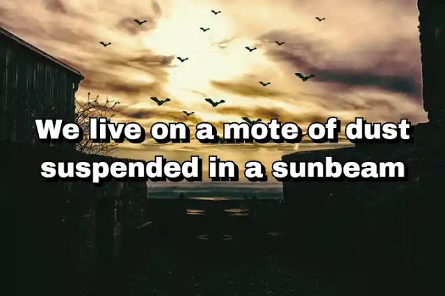 "We live on a mote of dust suspended in a sunbeam" ~ Carl Sagan