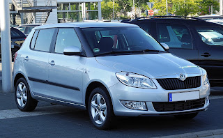 Skoda fabia silver coloured car