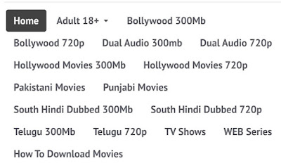 Categories of Movies on Bolly 4u 2020
