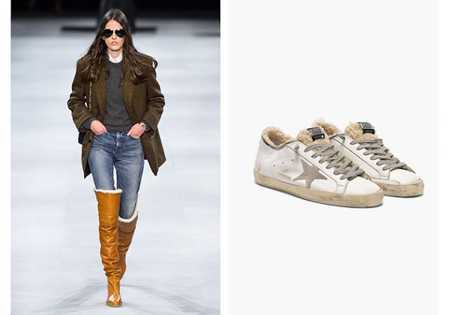 Botas shearling de Celine y sneakers de Golden Goose