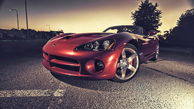 Dodge Viper red supercar at night HD Wallpaper