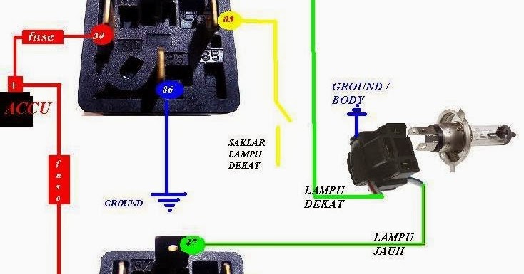 Cara Memasang Relay  Lampu 