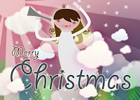 cute angel wishing merry christmas