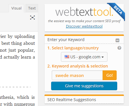 Webtexttool Wordpress SEO Plugin