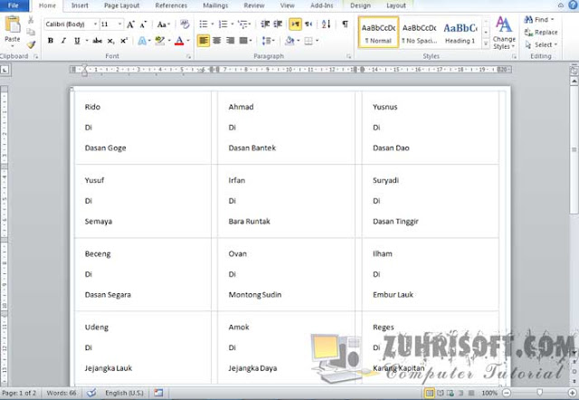 cara print label undangan 103 dengan ms. Word