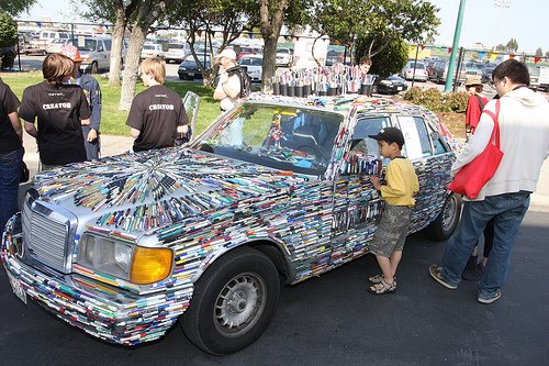 Crowd with Mercedes Pens Art Car