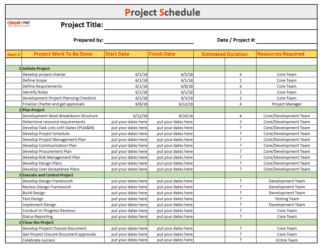 Create successful project schedule Project Management