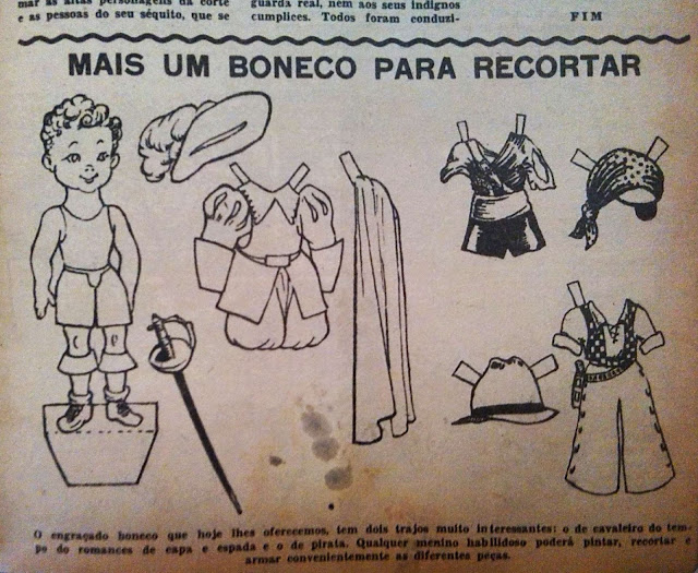 paper doll paperdoll boneca de papel masquerade pirate knight carnaval carnival Diabrete old magazine