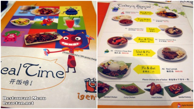 Igentis Tropicana City Mall restaurant menu