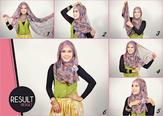 cara dan contoh serta tutorial lengkap memakai jilbab modern dengan gambar