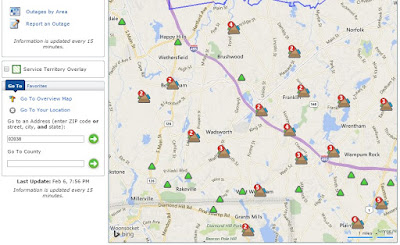 NationalGrid outage map as of 8:00 PM 2/6/16