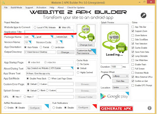 Cara Membuat / Mengkonvert Website atau Blog Menjadi Aplikasi di HP Android dengan Sofware Website 2 APK Builder Pro