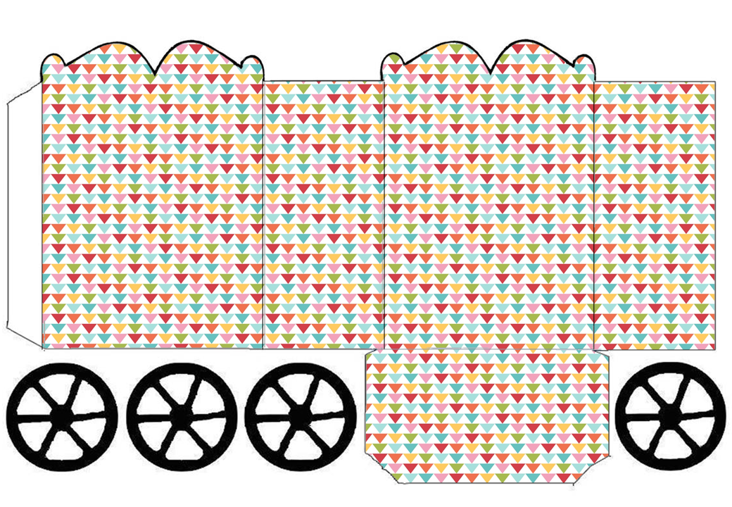 Colored Triangles: Princess Carriage Shaped Free Printable Box.