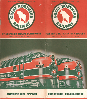  October 1954 Great Northern Passenger Timetable