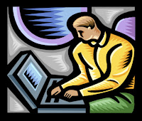 man using a laptop computer clip art image