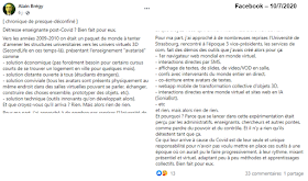 Post Facebbok d'Alain Bregy le 10/7/2020