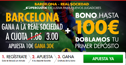 Sportium Super cuota 3 Liga BBVA Barcelona vs Real Sociedad 9 mayo
