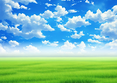 草原の上に広がる青い空